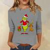3/4 Sleeve Tops For Women T-Shirt Casual Christmas Print Tops T Shirt Round Neck Pullover Blouse