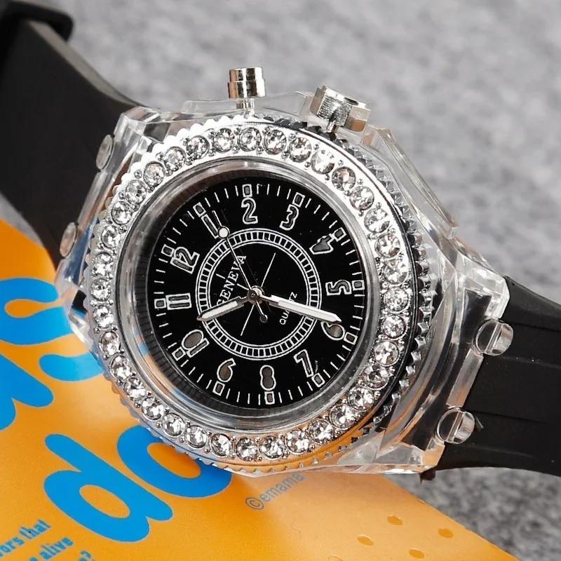Ladies Classic Watch LED Light Digital Watch Couple Watch Silicone Quartz Luminous Watch Jelly Color Luminous Watch