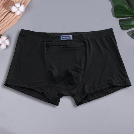Men Underpants Plus Size High Elasticity Seamless Pocket Solid Color Soft Breathable Stretchy Waist Quick Dry No Constraint