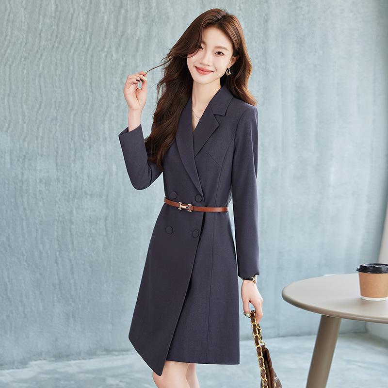 High-End Women's Suit Dress for Spring/Autumn: Elegant, Professional Formal Wear for Teachers, Speakers, and Hosts.