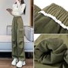 Winter 2025 Women's Fleece-Lined Retro American Wide-Leg Cuffed Cotton Work Pants