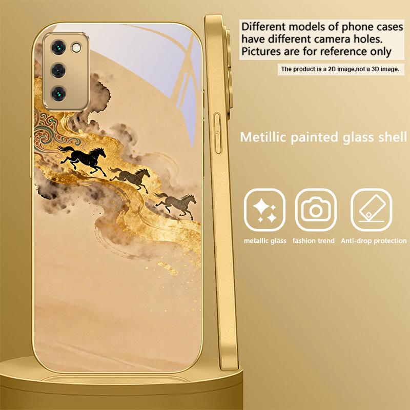 

The galloping golden steed For Samsung Galaxy S26 S20 FE S21 S22 S23 Plus S24 Ultra S25 Ultra S21+ S25+ Golden glass phone case Galaxy S26