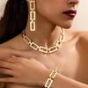 Meier Stilvolles und elegantes, von Vintage inspiriertes Goldton-Choker-Halsband mit einem Paar geometrischer Hängeohrringen