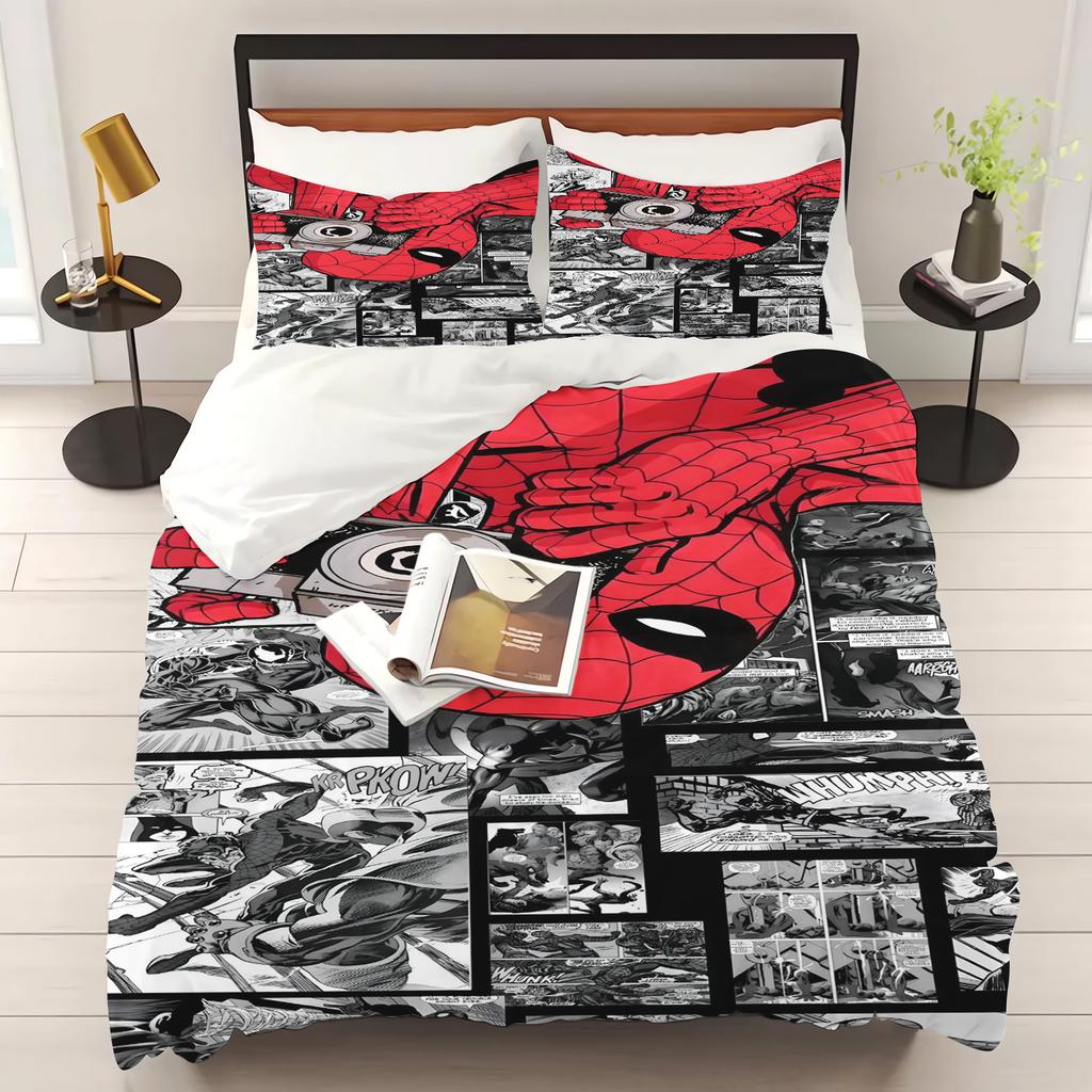 Marvel Spider Man anime Home Bedroom Comforte Nordic polyester material suitable for children and adults 3-piece set