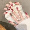 Retro Berry Red Cat Eye Glass Bead Nail Tips