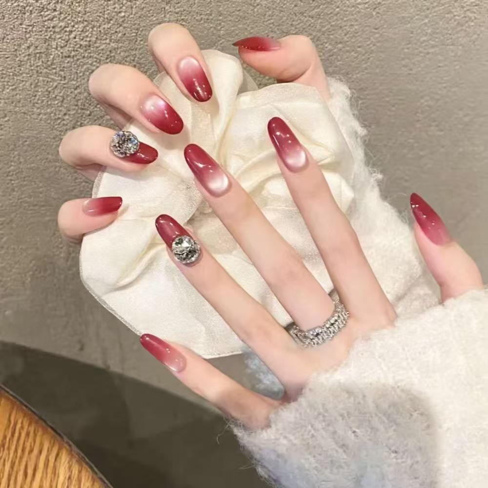 Super Flash Style: High-Class Aura Cat Eye Handmade Nail Tips for Young Ladies