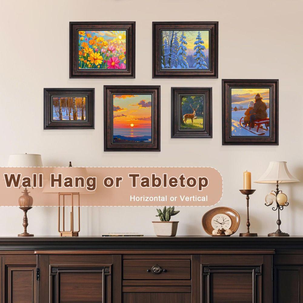 Elegant 6 Inch Photo Frame Black Rustic Resin Picture Frame Desktop Ornament Photo Display Stand Home Decor