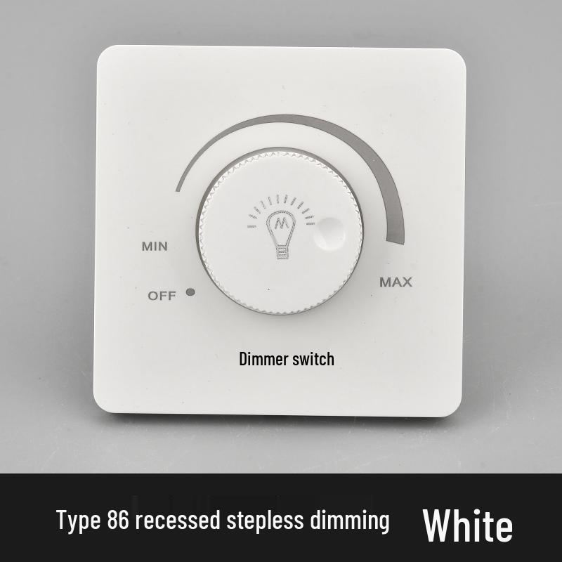 

Type 86 Bedside Dimmer Switch 220V Stepless Knob Thyristor High-Power Adjustable Light Controller. белый