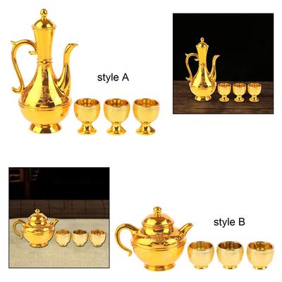 Coffee Pot Set Luxury Gold with Drinking Cups Decorative Tea Serving Set Drinkware for Dining Room Party Bedroom Wedding Holiday