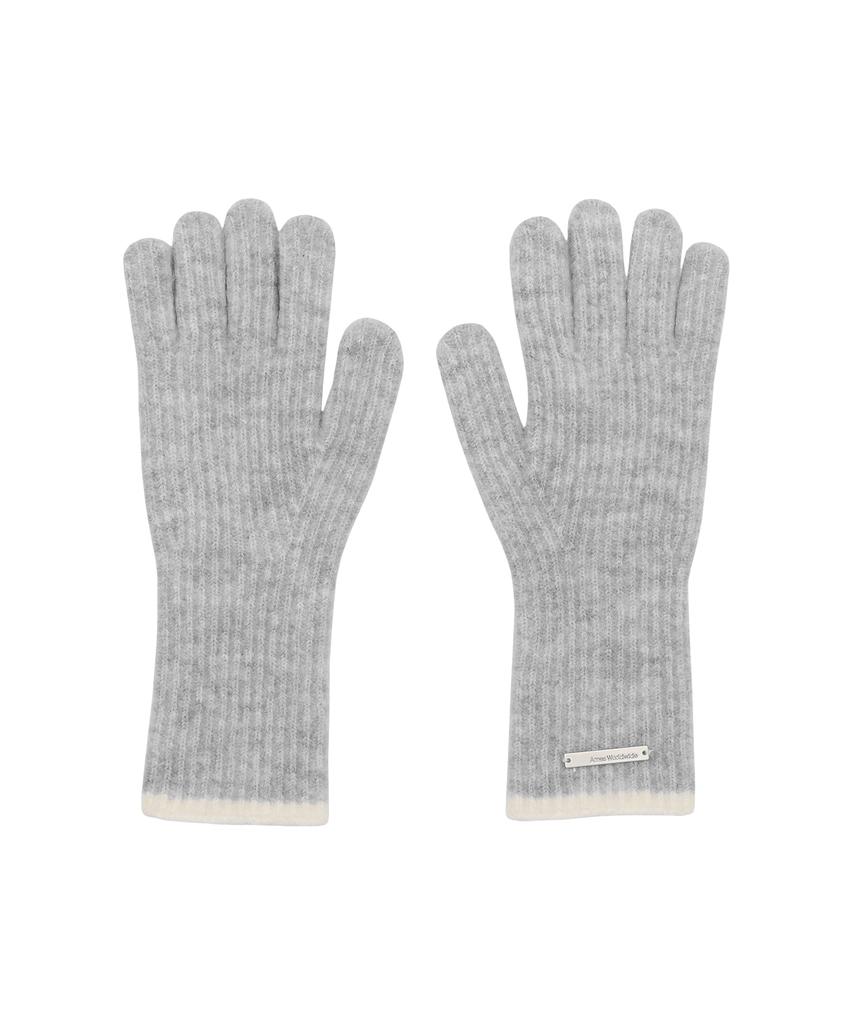 AMES-WORLDWIDE Hairy Stripe Gloves & Beanie Set Gray