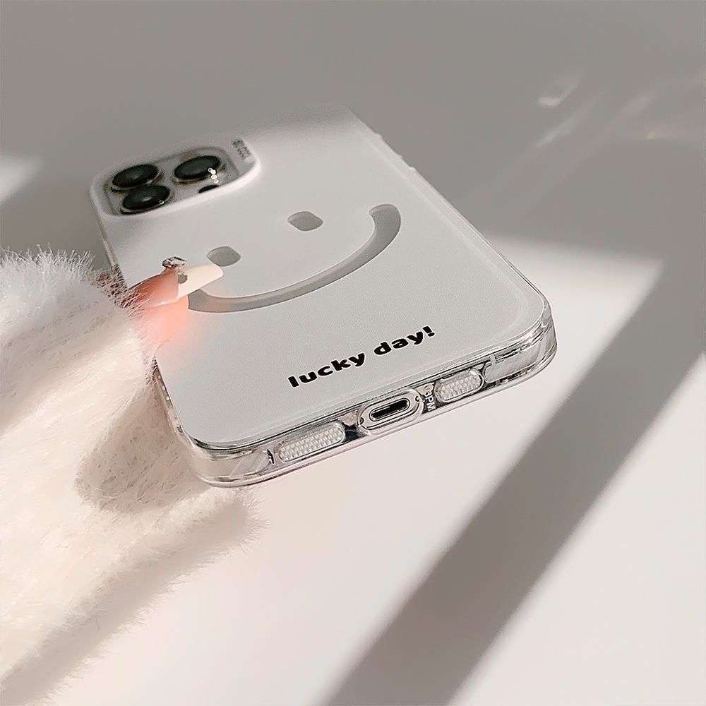 Electroplated Smiley Face iPhone 16 Case Suitable for 14 Pro Max, 12, Apple 13, Simple Korean Style, 17 Shockproof, 14 Hard