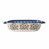 Plat de cuisson rectangulaire en céramique à double oreille Polyvalent Bol à salade de fruits Motif floral Avec poignées Plaque de cuisson Micro-ondes