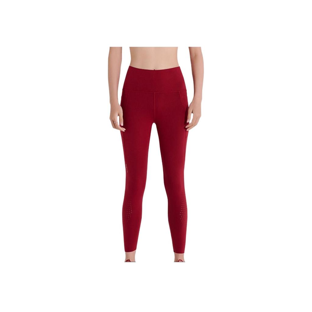 SAUCONY Solid Color Casual Tight Sports Long Pants Women Bottoms Red SC1229002-2