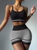 Women's Seamless Colorblock Yoga Set: Shockproof Sports Bra & Hip-Lifting Fitness Shorts