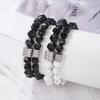 Minimalist White Turquoise Beaded Bracelet For Men And Women With Geometric Hexagon Design