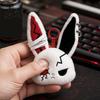 Stress Relief Plush Doll with Metal Hanging Loop, Dark Style Rabbit Pendant Bandage Stitched Keychain Toy, Funny Expression Doll, Collectible Toy Loop