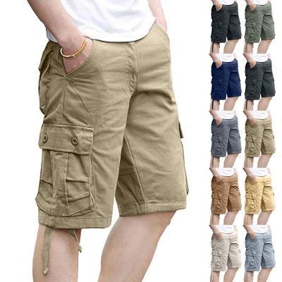 Men's OutdoorLoose Casual Pants Multi-Pocket Solid Color Cargo Shorts