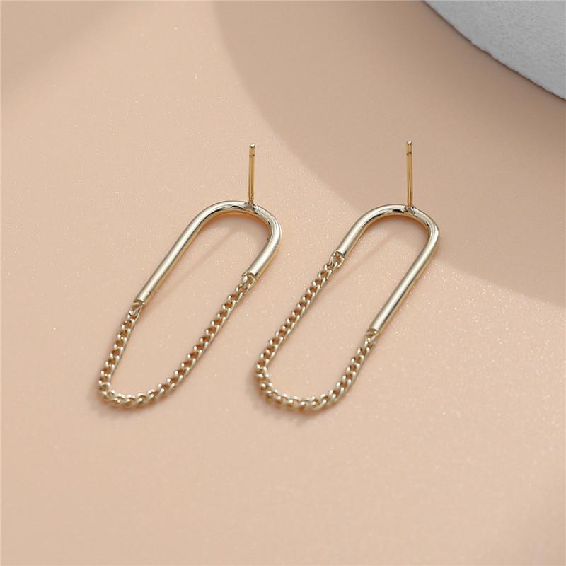 Color Simple Geometric Tassel Chain Earrings Female Fashion Temperament Elegant Charm Exquisite Jewelry Gift