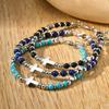Vnox Men's Cross Natural Stone Beads Bracelets, 19-24cm Adjustable Length Lobster Clasp Trendy Chain Wristband Jewelry for Him