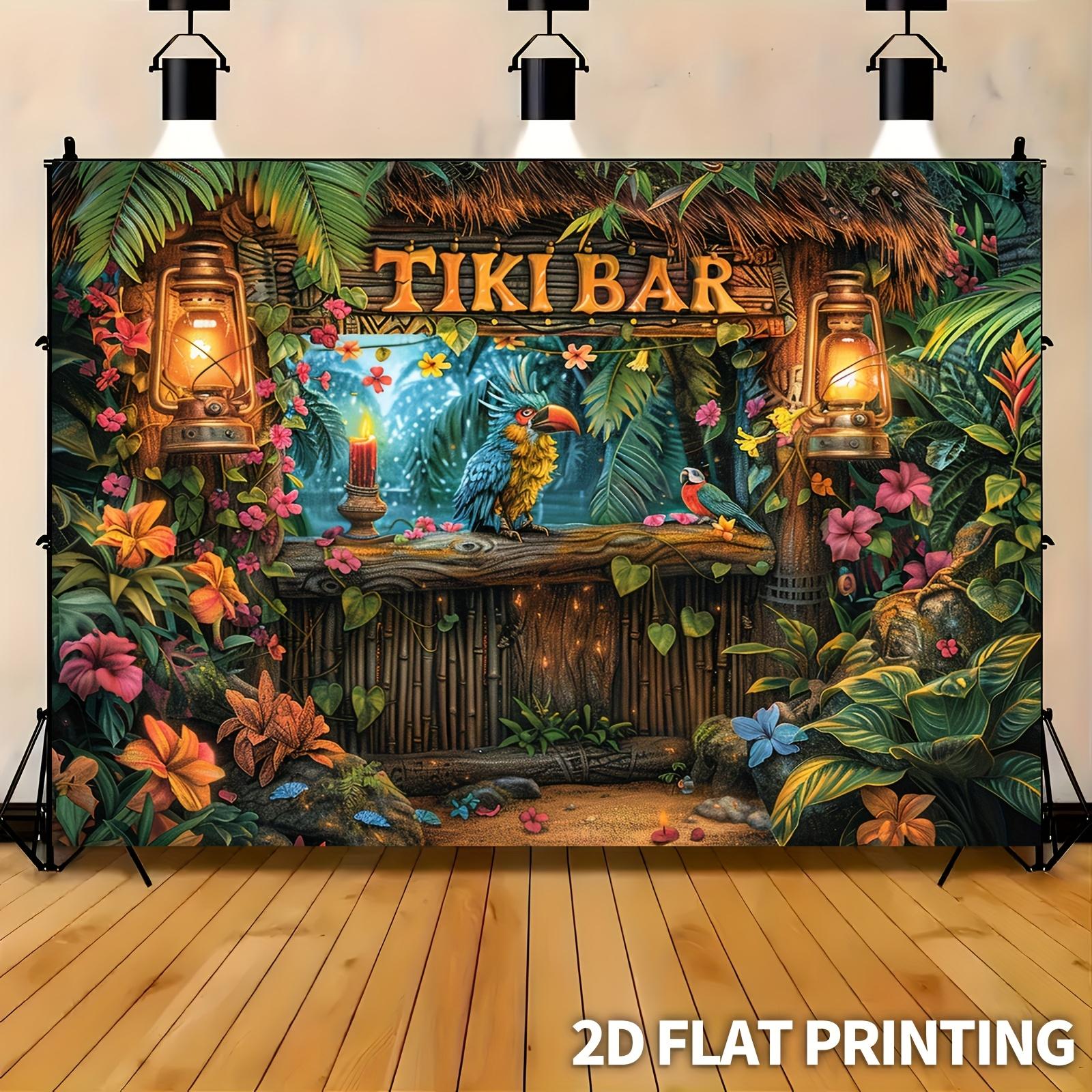2D plane, 2D plane - 2D plane banner, 1 piece of retro tiki bar backdrop fabric 100x150cm