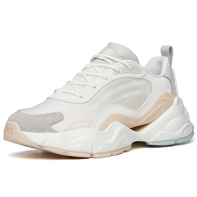 Anta Millennium Cushioning Slip Resistant Abrasion Resistant Low Top Sports Casual Shoes Women's White Gray Brown 122228890-1