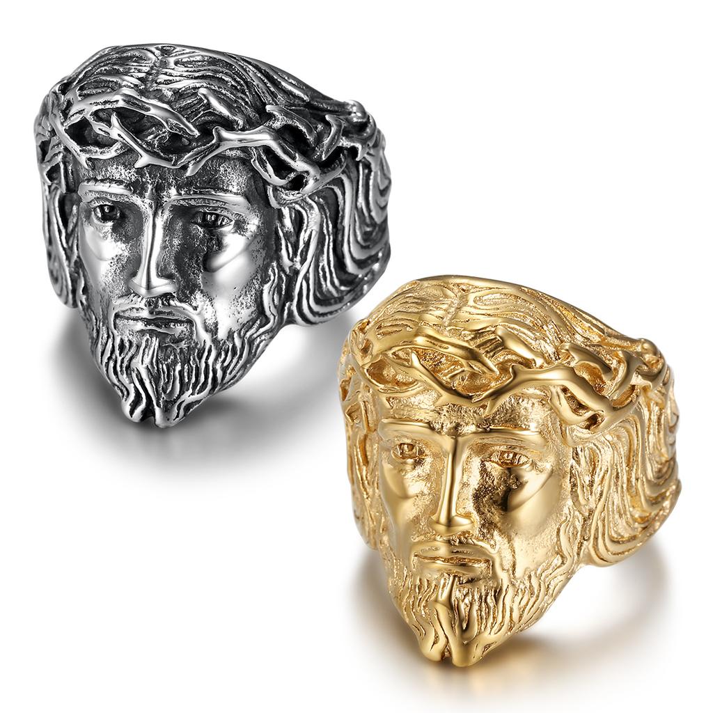 Heiß verkaufter Ring Vintage Edelstahl Poliert Gold Plated YS Porträt Herrenring