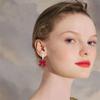 Christmas Bow Earrings for Women Trendy Pearl Red Ribbon Bow Stud Earrings Wedding Party Daily Jewelry Accessory