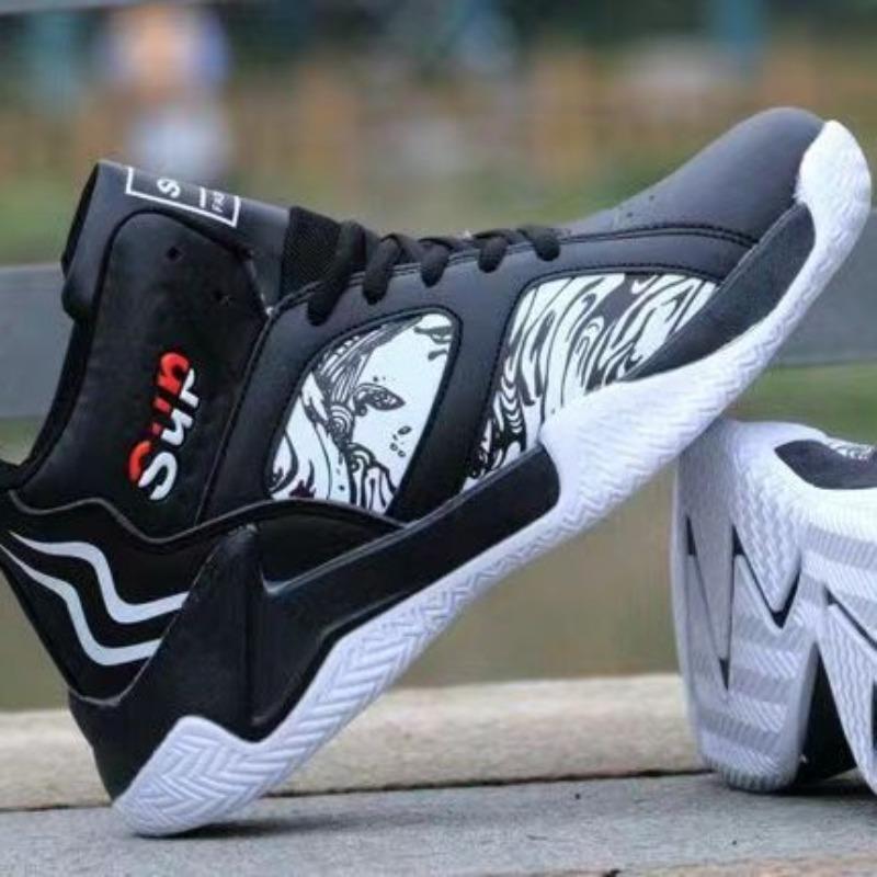 Basketball shoes Men's Guochao Street Autumn leather surface breathable student tide brand fashionable versatile and comfortable