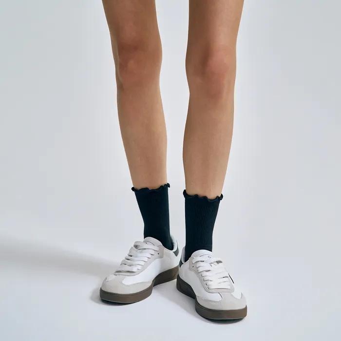 Calcetines de tobillo con volantes (NEGRO)