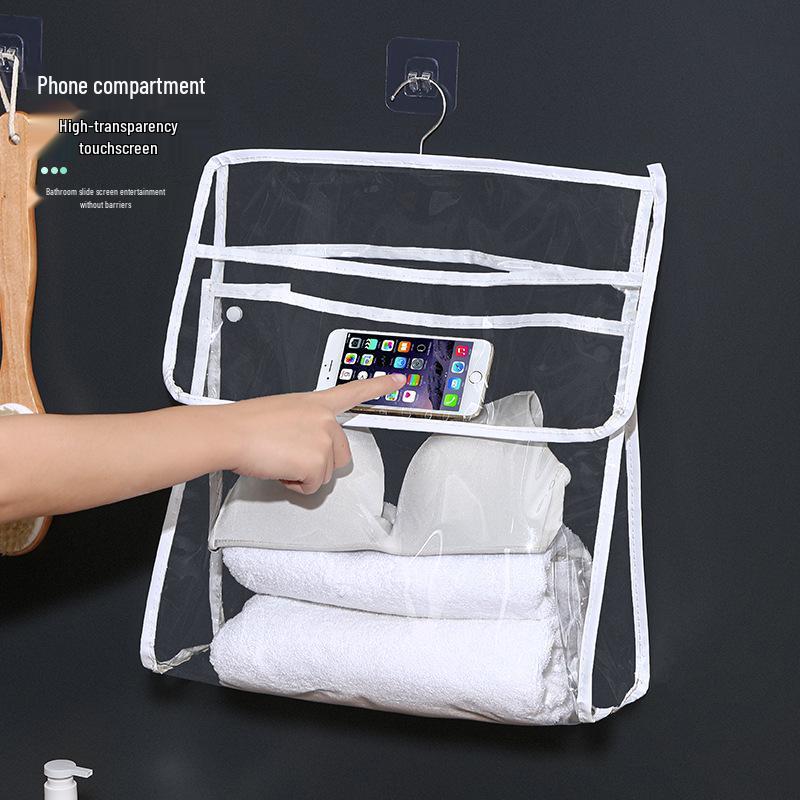 Waterproof Bathroom Hanging Storage Bag for Towels, Clothes, and Underwear
