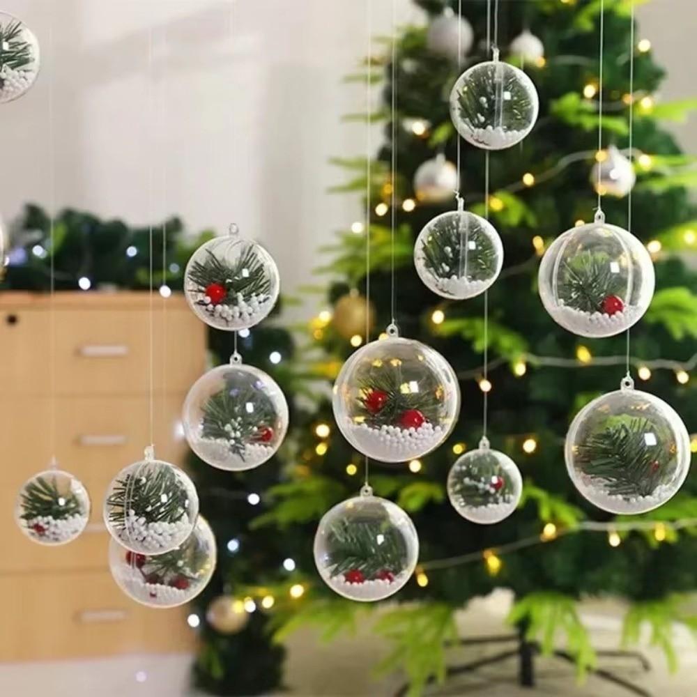 5PCS Bauble Ornament Christmas Transparent Ball Christmas Trees Open Ball Box  Parties