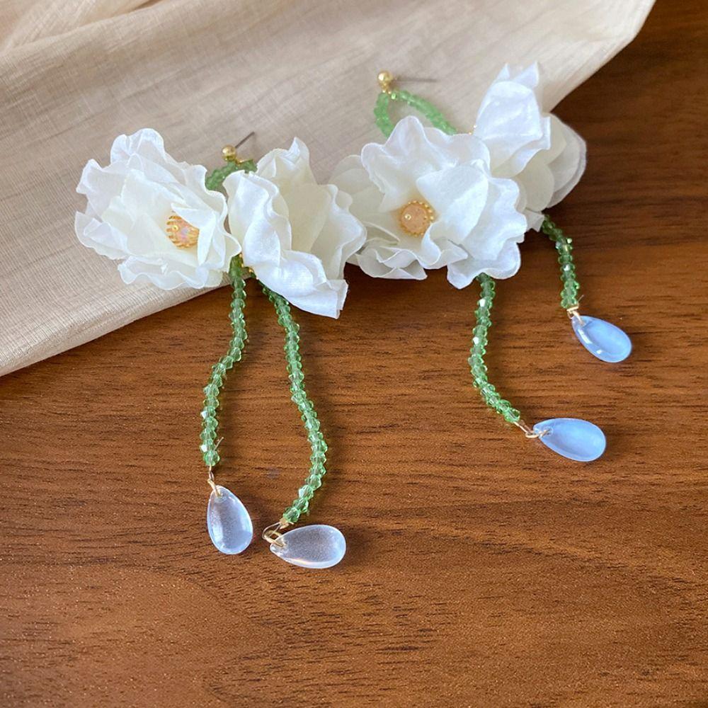 Korean Style Resin Flower Necklace Handmade Tassel Earrings Beaded Dangle Earring  Birthday Gift