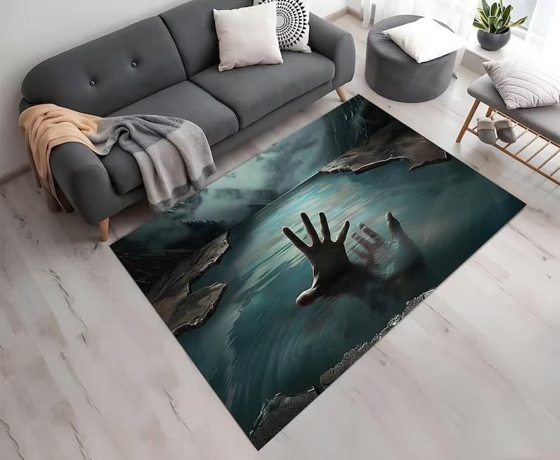 Dywanik Mat Mata Dywanowa z Iluzją 3D Motyw Oceanu Antypoślizgowy Salon Dekoracja Domu Nowoczesny Dekoracyjny Dywanik Podłogowy do Salonu Sypialni