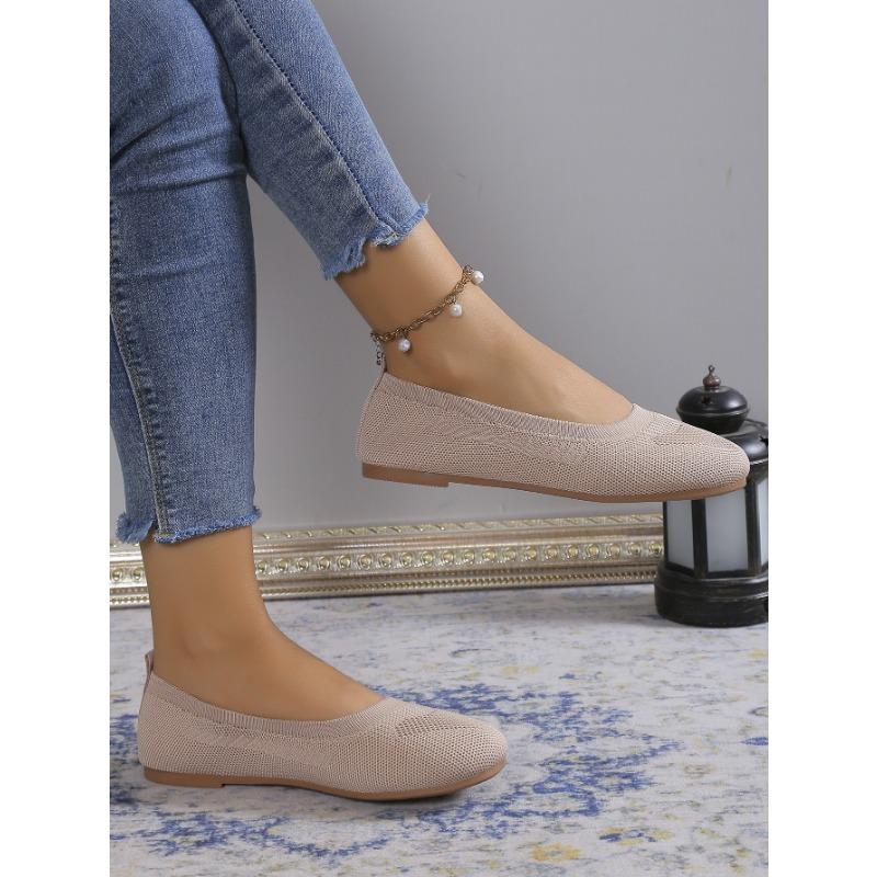Large size fly-woven single shoes women's spring and autumn new round head low heel lazy casual mother shoes