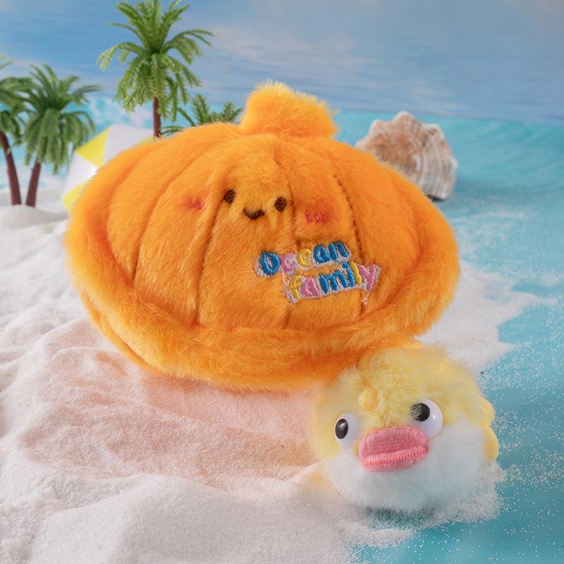 Mini Turtle & Nesting Crab Plush Keychain - Marine Life Parent-Child Doll Set