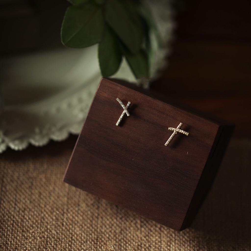 S925 Sterling Silver Shiny Fashion Delicate Bead-Set Diamond Stud Earrings Minority Simple All-Match Fashionable Earrings