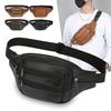 Leder Multi-Taschen Hüfttasche Verstellbarer Riemen Reißverschluss Kompaktes Design Leichtgewicht Reise Outdoor Nutzung