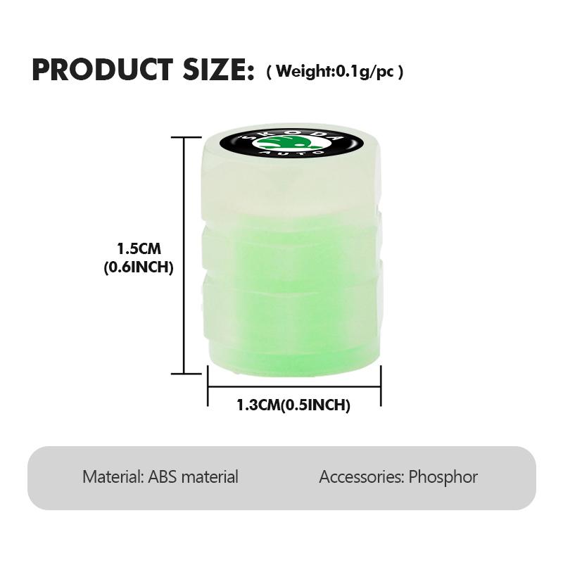 For Skoda Car Tire Valve Cap Luminous Valve Core Cover Kamiq Karoq Octavia 2 3 Rapid Scala Kami Fabia VII VRS Xknp33