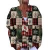 Women's Fashion Christmas Printed Long Sleeve Knitted Cardigan Button Down Jacket