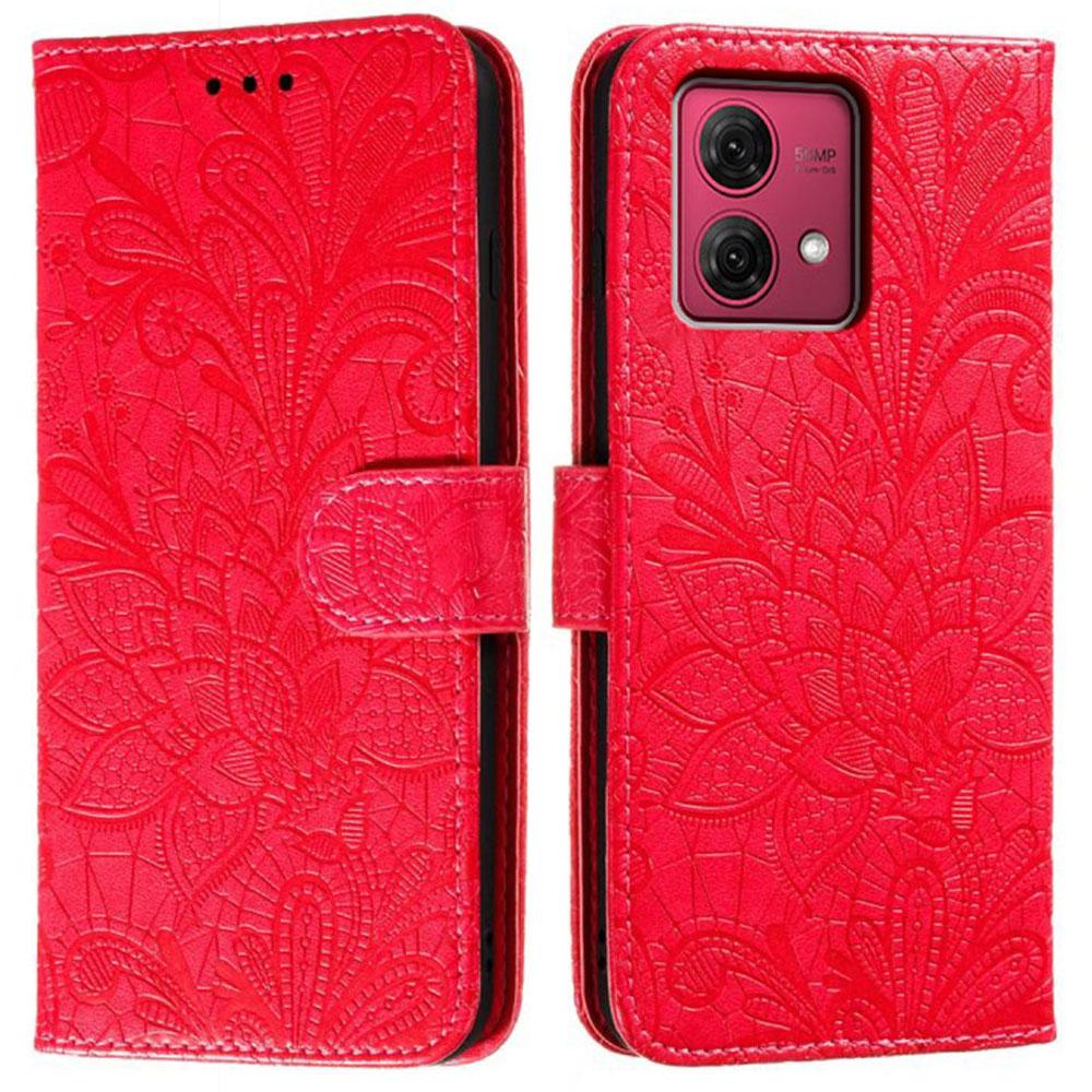 For Motorola Moto G84 5G Case Lace Flowers PU Leather Flip Wallet Phone Cover