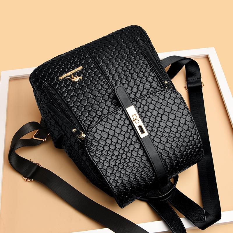 Zaini in pelle di lusso da donna per ragazze Sac A Dos Zaino casual da giorno Zaino vintage nero Borse scolastiche per ragazze Zaino Mochila