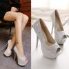 Νέες τάσεις Ευρωπαϊκή και Αμερικάνικη Μόδα Ανύψωση στρας Fish Mouth Λεπτά Τακούνια Γυναικεία Παπούτσια Νυχτερινό κλαμπ Σέξι ψηλοτάκουνα