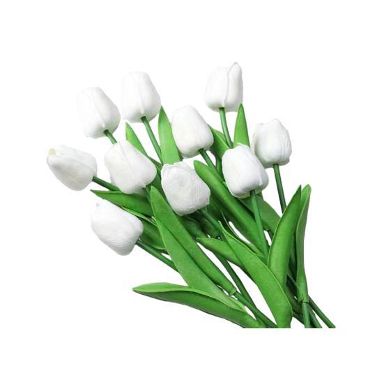 Pcs Artificial Tulip Flowers Faux PU Tulip Bouquet with Long Stem Real белый