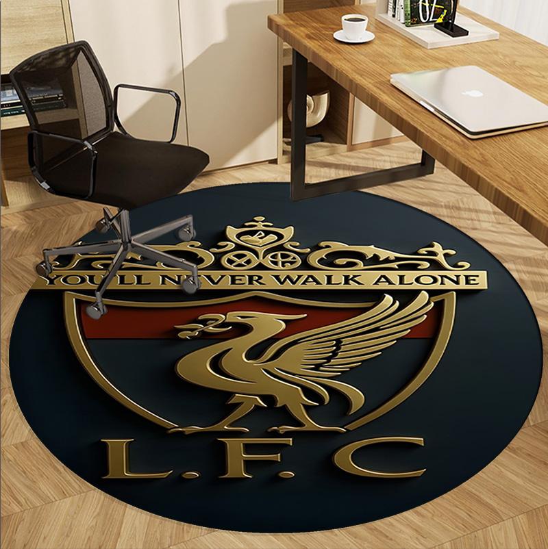 Liverpool F.C Pattern Round Rug, Indoor/Outdoor Mat, for Picnic, Gameroom, Bedroom, Office, Living Room, Home Decor Carpet, Birthday Gift