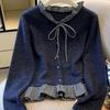 Women Vintage V Neck Short Cardigan Casual Summer Loose Jacket
