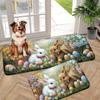 1Pcs Anti Fatigue Kitchen Rugs, Easter Bunny Floral Print Waterproof Non-Slip Thick Cushioned Kitchen Mat Heavy Duty Comfort Standing Mat for Kitchen