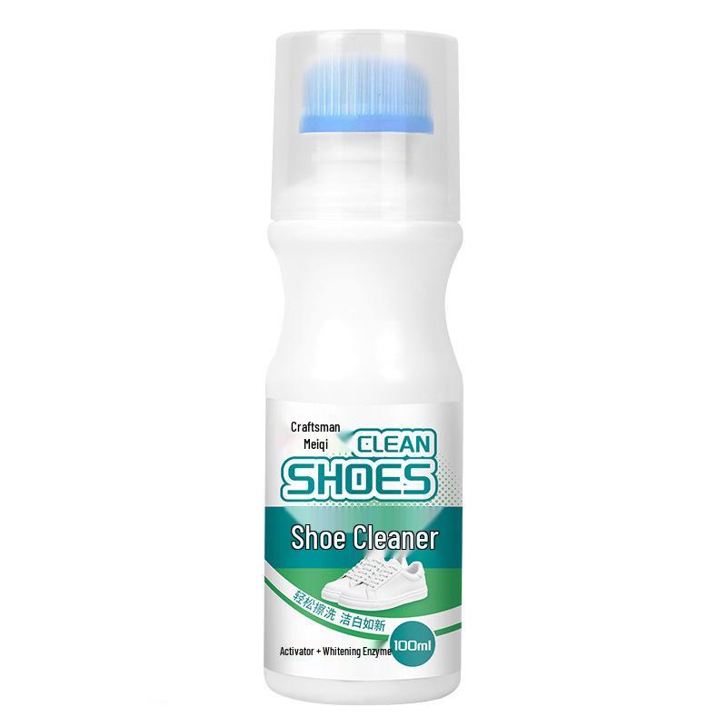 Shoe Cleaner with Brush for Whitening and Stain Removal on White Shoes