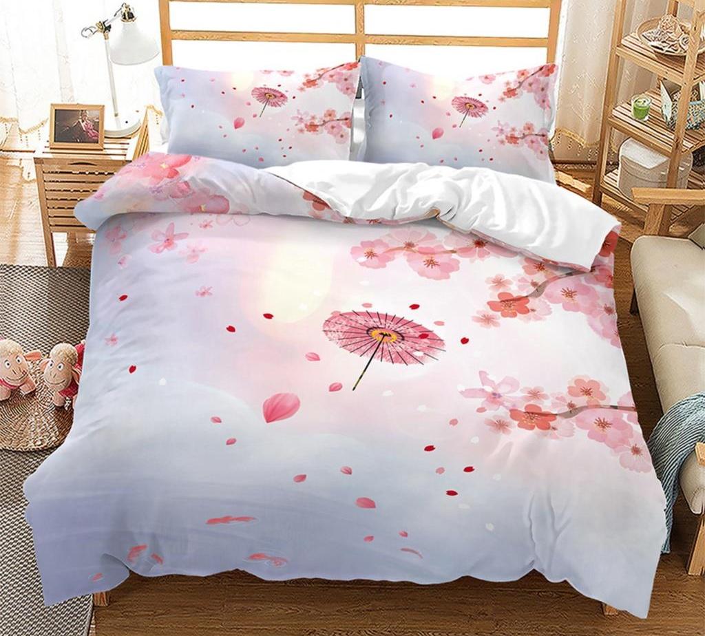 Spring Flower Duvet Cover King Size Double Bed Pink Cherry Blossom Bedding Set for Girls Teens Adults Room Decoration 3 Pcs