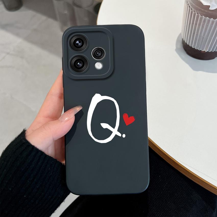 Cute Red Love Heart Letters Pattern Phone Cover For Oppo Reno 15 14 13 12 11 Pro 15F 14F 13F 12F 11F 5G Shockproof Silicone Camera Lens Protector Case