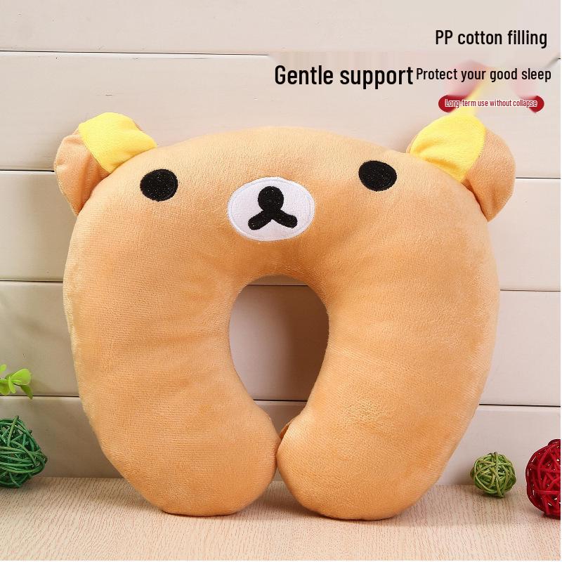 Cartoon Portable U-Shaped Neck Pillow - Foldable & Multifunctional for Travel